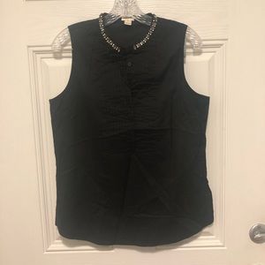 Jcrew jeweled sleeveless black blouse